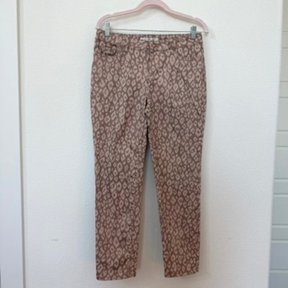 Boston Proper Printed Slim‎ Straight Pants Taupe Beige Size 8 Cotton Blend